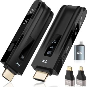 Beyn Wireless HDMI Extender Kit – 4K Decode & 1080P Output, 150FT Range, Plug & Play with LED Display, USB-C & Mini HDMI Adapters Included