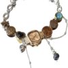 Vintage Timepiece Pendant Necklace with Seashell Charm & Gemstones | Gold-Tone & Silver-Tone Dual Chain Jewelry for Women