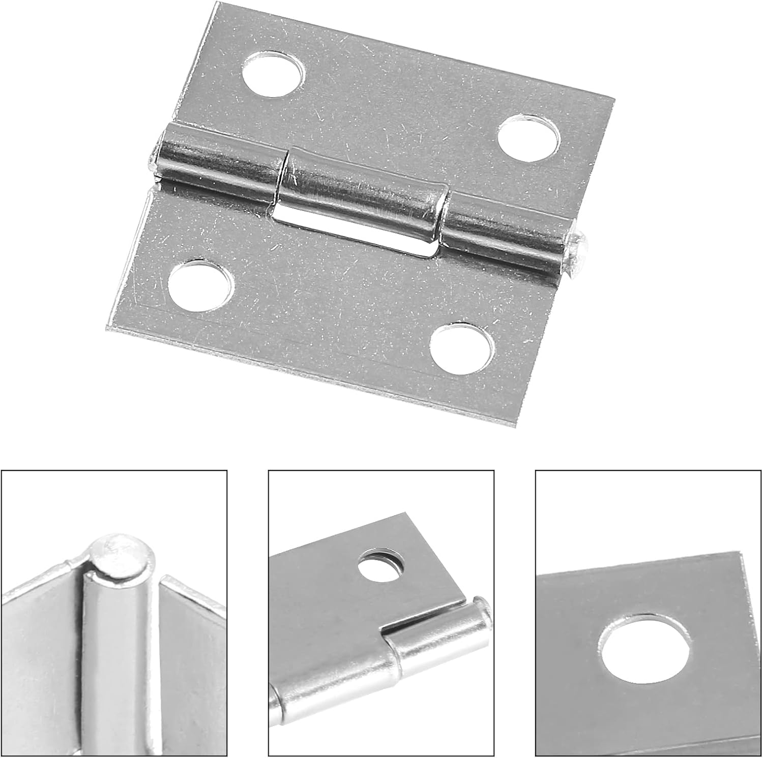 Piutouyar 6-Pack 1 Inch Stainless Steel Butt Hinges – Mini Folding Hardware with Screws for Cabinets, Jewelry Boxes, and DIY Crafts