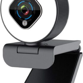 Angetube 962 Pro Streaming Webcam with Built-in Ring Light – 1080P HD USB Camera, 2MP Auto-Focus, Dual Mics, 5X Digital Zoom & Privacy Cover for Gaming, Video Conferencing, and Content Creation