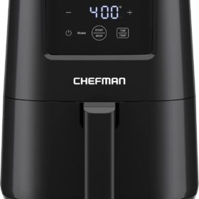CHEFMAN 2 Quart Digital Air Fryer – Compact, Small-Space Air Fryer with Shake Reminder, Nonstick Dishwasher Safe Basket, 400°F Touch Screen for Healthy Meals & Snacks – Black