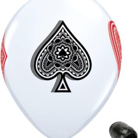 10-Pack 11 inch Poker Card Suit Balloons with Black Curling Ribbon - Casino Theme Party Decorations