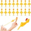 16-Pack Slingshot Flying Chickens - Stretchy TPR Rubber Chicken Toys for Party Favors, Stocking Stuffers, & Gag Gifts