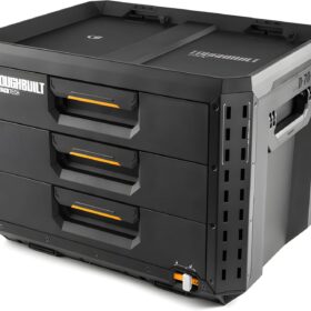 ToughBuilt StackTech XL Rolling Tool Box – Heavy-Duty 3-Drawer Mobile Tool Chest with 22 Dividers, IP65 Water-Resistant Lid & Auto-Latching System