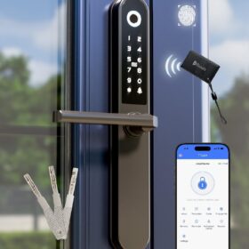 Apollo Smart Door Lock with Biometric Fingerprint, Keypad, and IC Card - App-Controlled Electronic Deadbolt for Home Security (Black)