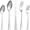 Luxury 20-Piece Silverware Set for 4 – Water Cube Handle Design, Premium Food Grade Stainless Steel Flatware Cutlery, Dishwasher Safe Utensils for Dining & Entertaining