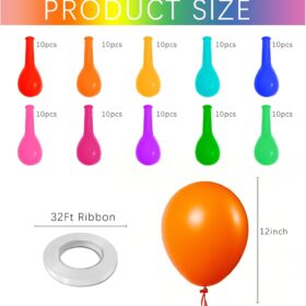 100-Pack 12-Inch Rainbow Latex Balloons for Party Decorations – Assorted Colorful Arch Garland & Wedding Birthday Baby Shower Supplies