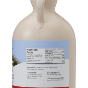 Hidden Springs Organic Maple Syrup - Grade A Dark Robust, 32 oz Quart Jug, Pure Vermont Maple from Family Farms (BPA-Free)