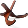 CAHAYA Wooden Guitar Stand – Portable X-Frame Floor Holder for Acoustic, Classical & Electric Guitars with Scratch-Free Leather Edges