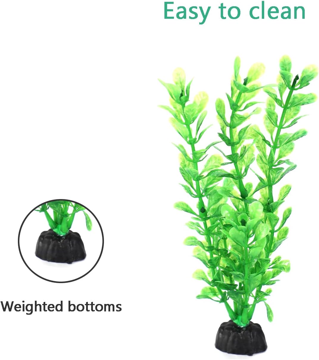 AQUANEAT 10-Pack Artificial Aquarium Plants – Soft Plastic Fish Tank Decor with Ceramic Bases for Freshwater & Saltwater