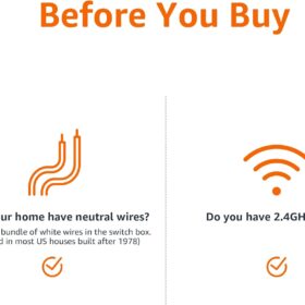 Amazon Basics Smart Light Switch, Single-Pole, Wi-Fi Enabled, Requires Neutral Wire, White, Works with Alexa