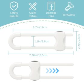 Baby Proofing Cabinet Locks – Adjustable U-Shaped Safety Latches for Childproofing Kitchen, Bathroom & Drawers (10 Pack, White)