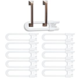 Vmaisi Baby Sliding Cabinet Locks (10 Pack) – Adjustable U-Shaped Child Safety Latches for Knobs, Handles & Drawers – No Drill, Tool-Free Installation