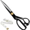 Professional 10-Inch Heavy Duty Fabric Scissors – High Carbon Steel Tailor Shears for Sewing, Leather, and Tailoring – Ergonomic Design with Measuring Tape