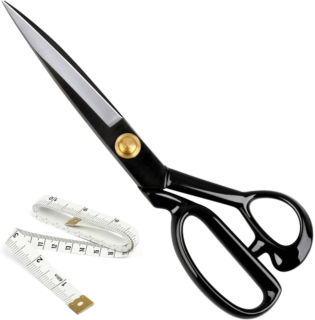 Professional 10-Inch Heavy Duty Fabric Scissors – High Carbon Steel Tailor Shears for Sewing, Leather, and Tailoring – Ergonomic Design with Measuring Tape