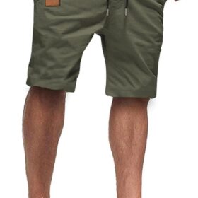 JMIERR Men's Cotton Stretch Twill Chino Shorts - Casual Drawstring Summer Beach & Golf Shorts with Pockets