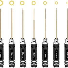 7-Piece Precision Hex Driver Set – Titanium Coated Allen Wrench Kit for RC Cars, Drones & Hobby Models