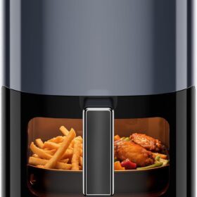 Simple Deluxe 12-in-1 Digital Air Fryer, 6.34 Quart Large Capacity Oilless Cooker with Viewing Window and Nonstick Dishwasher-Safe Basket, 1700W, Grey