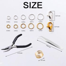1200-Piece Jewelry Repair Kit – Gold & Silver Jump Rings, Lobster Clasps, Pliers & Organizer Case for DIY Necklace Bracelet Making