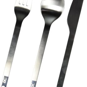 Hydro Flask Stainless Steel Camp Flatware Set with Travel Pouch - Reusable Spork, Knife & Lanyard for Outdoor Dining