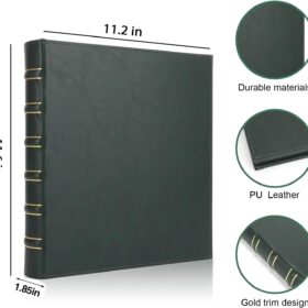 LETVPVOW Vintage 1 Inch D-Ring Binder - Premium Leather Hardcover Notebook Organizer for Office, School & Home - Elegant Dark Green