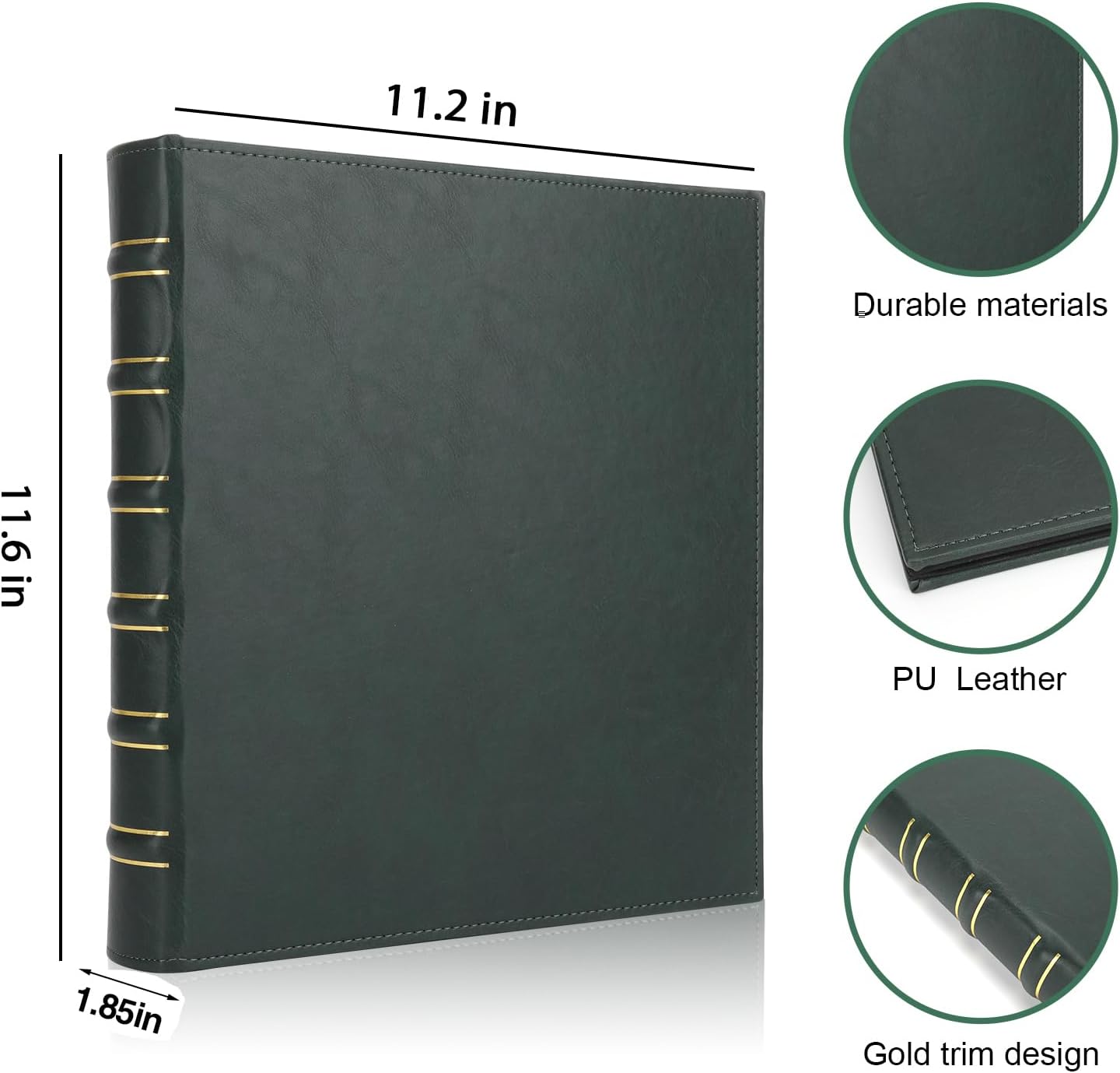 LETVPVOW Vintage 1 Inch D-Ring Binder - Premium Leather Hardcover Notebook Organizer for Office, School & Home - Elegant Dark Green