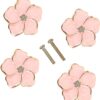 4-Pack Pink Flower Petal Drawer Knobs – Zinc Alloy Decorative Cabinet Pulls for Dressers, Nightstands & Kids Room Furniture