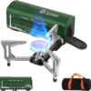 INFOOD Portable Butane Camping Stove – 7,500 BTU Foldable Gas Burner with Piezo Ignition & Safety Sensor for Backpacking, RV, and Emergency Kits (Green)