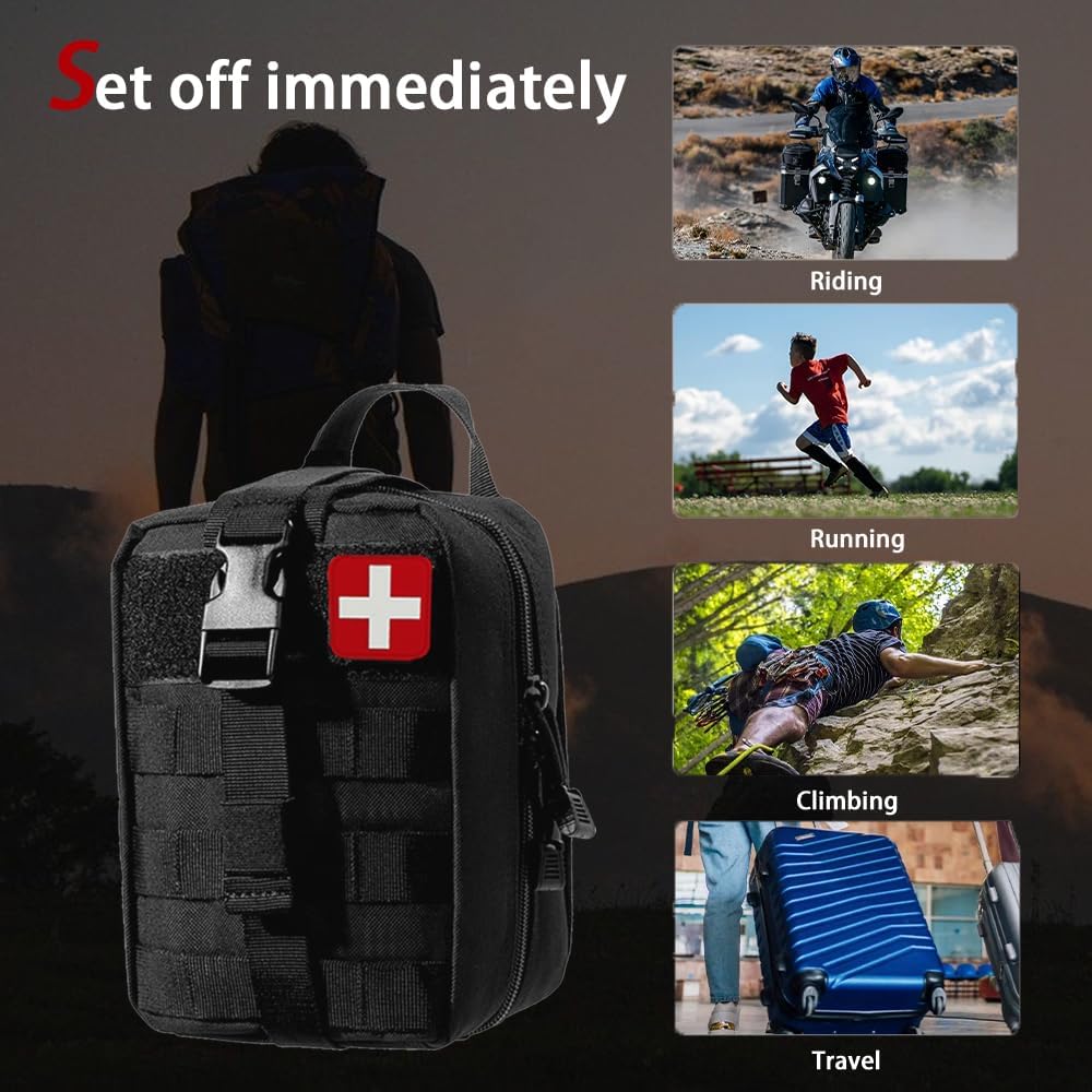 Universal IFAK Trauma Kit - 203-Piece MOLLE Medical First Aid Pouch for Survival, Camping, Hiking & Home Emergencies