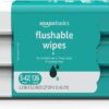Amazon Basics Flushable Adult Wipes, Fragrance-Free, 126 Count (3 Packs of 42) – Gentle & Septic Safe