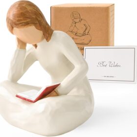 Cuayaes Reading Thinker Statue – Book Lover Gift, Aesthetic Bookend Sculpture for Women, Teachers & Librarians, Home & Office Shelf Decor