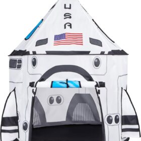 JOYIN Rocket Ship Play Tent – Pop Up Spaceship Playhouse for Kids with Carrying Case – Indoor & Outdoor