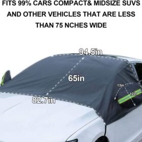 Extra Large Windshield Snow Cover with Mirror Protectors - All-Weather Waterproof Frost Guard for Cars and SUVs
