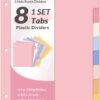SUNEE 8-Tab Pastel Binder Dividers – Durable 3-Hole Punched Plastic Organizer Tabs for School, Office & Home (1 Set)