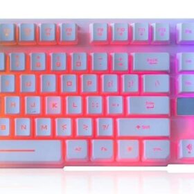 Rii RK100+ USB Wired Gaming Keyboard – Rainbow LED Backlit, Ultra-Slim Ergonomic Design with Multimedia Keys for PC & Laptop