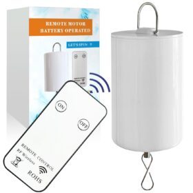 Battery Operated Disco Ball Motor Kit – 20 RPM Rotating Display Hanger with Remote Control for Wind Spinners, Mirror Balls, and Baby Mobiles