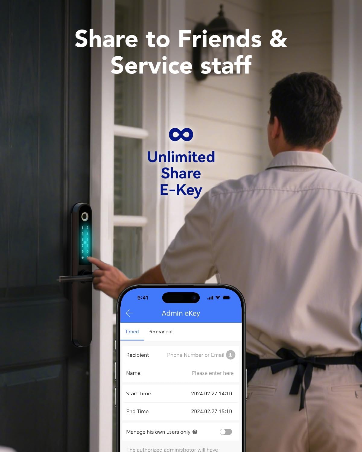 Apollo Smart Door Lock with Biometric Fingerprint, Keypad, and IC Card - App-Controlled Electronic Deadbolt for Home Security (Black)