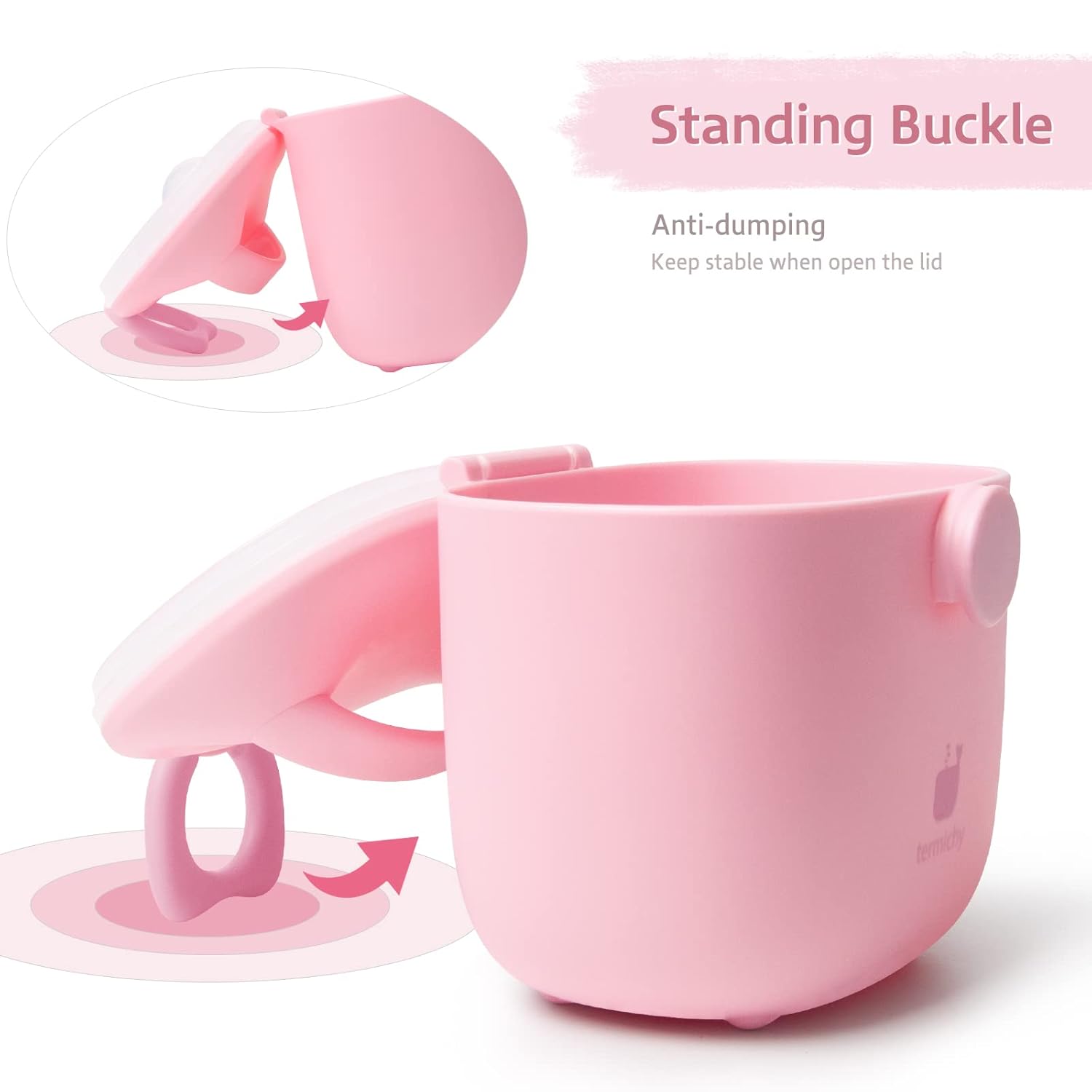 Termichy Baby Formula Dispenser – Portable 8.8oz Milk Powder Container with Handle, Airtight Seal & Scoop Compartment – Travel-Ready Food Storage for Infants (Light Pink)