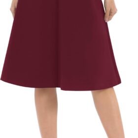 Urban CoCo Women's High Waisted A-Line Stretchy Skirt – Elastic Midi Flare Bottom for Work & Casual Wear