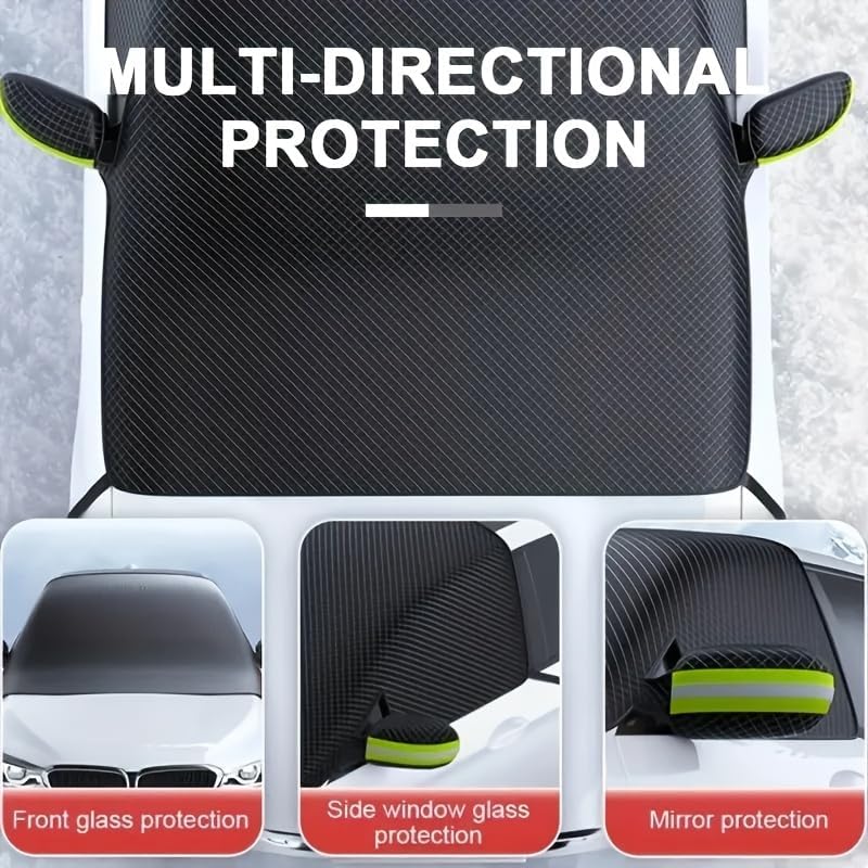 Universal Windshield Snow Cover for Winter - Premium 300D Oxford Fabric Sun Shade with Ice & UV Protection - All-Season Car Cover for SUVs, Trucks, and Vans