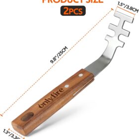 Onlyfire Stainless Steel Grate Lifter Tool – 2-Pack Heavy Duty Grill Gripper with Wooden Handle for Cast Iron & BBQ Grates
