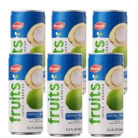 NASAMI 100% Natural Coconut Water – 11.1 FL OZ Cans (Pack of 6) – Pure Hydration from Young Coconuts – High Potassium Electrolytes – Non-GMO, Vegan, No Added Sugar