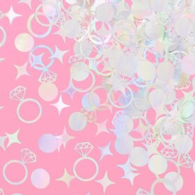 xo, Fetti Bachelorette Party Iridescent Confetti - 200 Pcs Diamond Ring Decorations for Bridal Showers, Engagement Parties & Bride-to-Be Supplies
