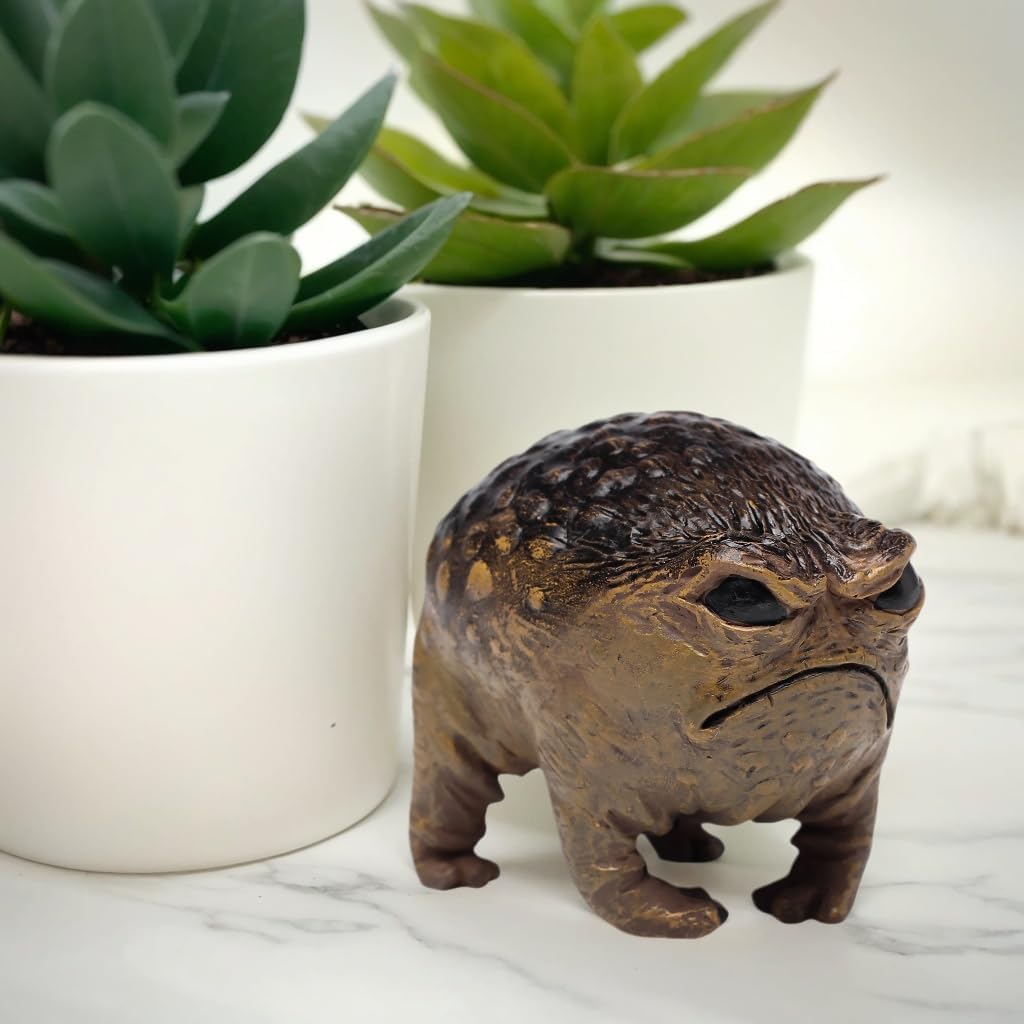 Grumpy Toad Garden Statue - Hand-Painted Resin 'Angry Avocado' Sculpture for Indoor & Outdoor Decor