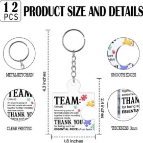 Employee Appreciation Gifts Bulk Set – Acrylic 'Together We Make a Team' Puzzle Keychains for Staff, Coworkers & Christmas Gifts