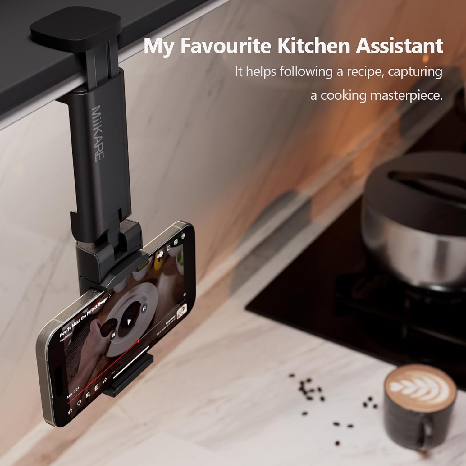 MiiKARE Airplane Travel Phone Mount – Universal Hands-Free Holder for Flight Tray Tables, Desks & Luggage – 360° Rotation & Portable Design