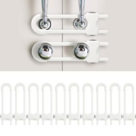 Baby Proofing Cabinet Locks – Adjustable U-Shaped Safety Latches for Childproofing Kitchen, Bathroom & Drawers (10 Pack, White)