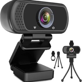 ToLuLu 1080P HD Webcam with Microphone, Privacy Cover & Tripod – Plug and Play USB Computer Camera for Streaming, Video Conferencing, and Online Schooling
