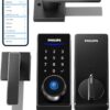 Philips Smart Lock with Handles – Keyless Entry Door Lock Set with Fingerprint, Digital Keypad, and App Control – Easy Installation Front Door Smart Handle Deadbolt