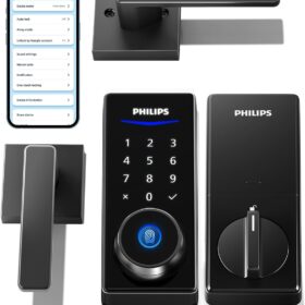 Philips Smart Lock with Handles – Keyless Entry Door Lock Set with Fingerprint, Digital Keypad, and App Control – Easy Installation Front Door Smart Handle Deadbolt